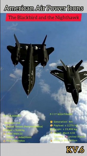 SR-71 Blackbird vs F-117 Nighthawk — American Air Power Icons!#shorts