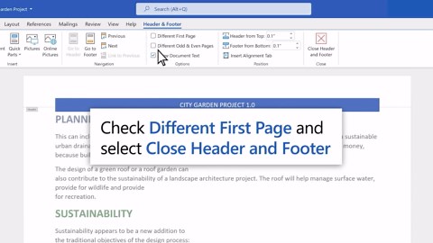 Insert a header or footer