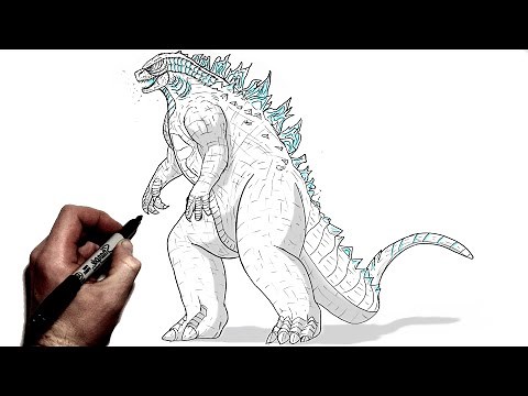 How To Draw Godzilla (Full Body) | Step By Step | Monsterverse