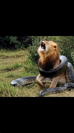 Giant Anaconda kills the lion king #lion #anaconda #animalshorts #wildlife #animals