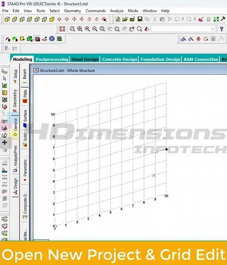 How to Set Up a Grid and Start a New Project in Staad Pro: A Beginner's Guide #staadpro