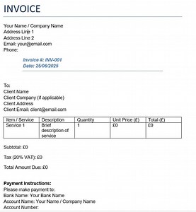 Modèle de facture modifiable pour Word : petite entreprise imprimable (téléchargement numérique) - Etsy France