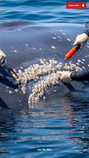 Satisfying whale barnacles removal #barnacles #whale #rescue