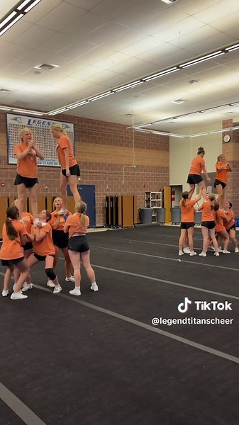 JV Cheer has been working so hard this season and is ready to take on State! Come cheer them on Saturday, December 6th at 12:10pm at the Denver Coliseum! 🧡💙🤍 #compday #highschoolcheer #cheer #cheerleading #legendtitans