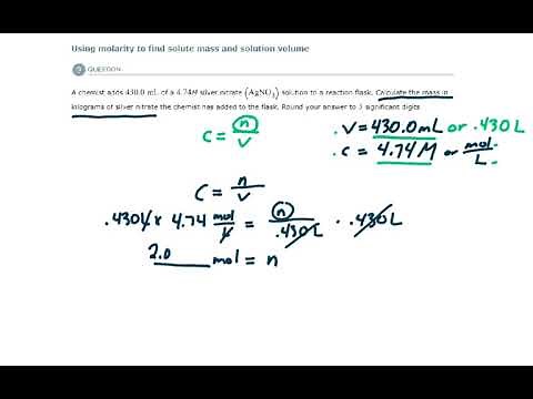ALEKS - Using molarity to find solute mass and solution volume - Example 1