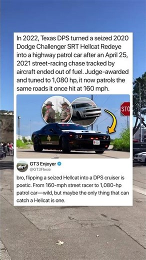 In 2022, Texas DPS turned a seized 2020 Dodge Challenger SRT Hellcat Redeye..
