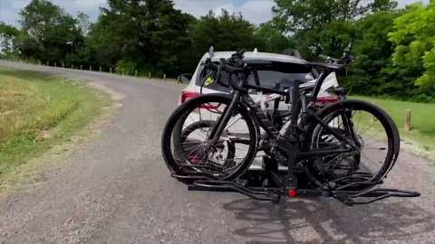 KAC Premium Bike Rack for Car, SUV, Hatchback Mount - 2" Anti-Wobble Hitch & Quick Release Lever for 4 Bikes - Heavy Duty Bicycle Carrier, Easy to Assemble/Install - Tire & Frame Straps Included