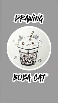 Boba Drawing 🥤🐱 | Cute Kawaii Fan Art #Shorts