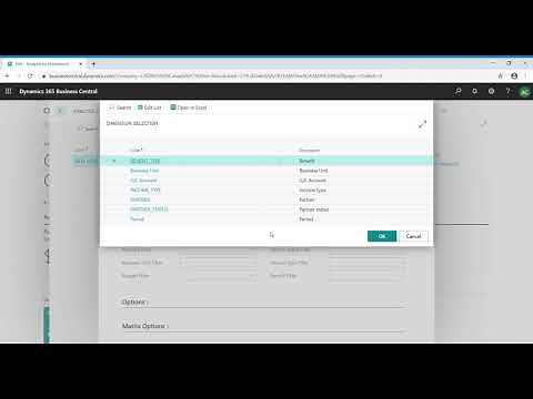 Analysis View Report Business Central