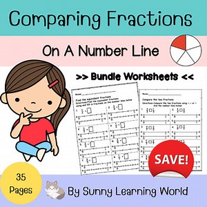Comparing Fractions on a Number Line Worksheets | Grade 3–4 Math