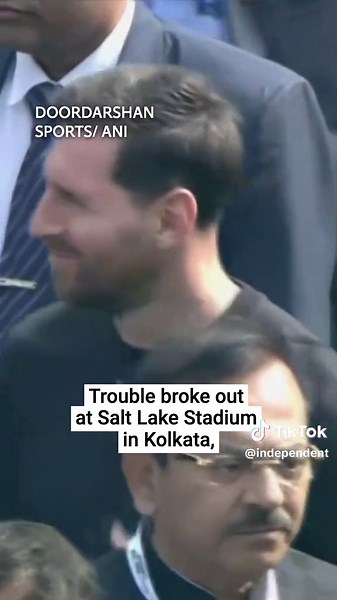Lionel Messi’s tour of India descended into chaos on Saturday when fans started throwing objects onto the pitch. The footballer was performing a walk of honour at Salt Lake stadium in Kolkata, as fans who had paid up to 12,000 rupees (£100) to catch a glimpse of the star watched on. However, the crowd became hostile after the footballer, who was obscured by a large group of officials and celebrities, left 20 minutes after arriving. Click on link in bio for more on Independent TV 🔗 #LionelMessi 