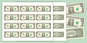 Realistic Printable U.S. Play Money : $1 Bill