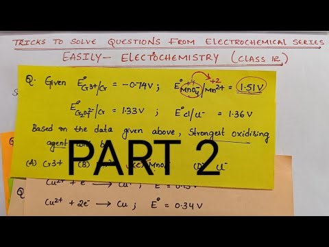 Tricks to Solve Electrochemical Series Questions Easily from Electrochemistry by Komali mam (Part 2)