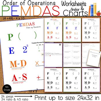 Order of Operations – PEMDAS Anchor Charts & Practice Worksheets