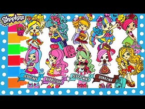 Shopkins Shoppies Dolls Coloring Book Pages Macy Macaron, Jessicake, Rainbow Kate | HAPPILY SNOWBALL