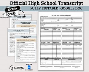 High School Transcript, Editable Google Doc Homeschool Report Card