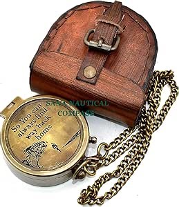 Military Compass for Hiking and Survival- Waterproof Brass Nautical Pocket Compass with Leather Carry Case & Chain for Camping Hunting Climbing Exploring Geology Outdoor Activities