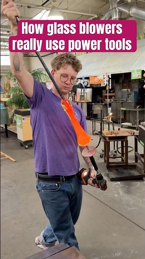 Taking a drill to the glass studio to make colored strips of glass rods #glassblowing #powertools