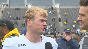 40K views · 783 reactions | INTERVIEW: Michigan QB Davis Warren threw two touchdowns in the spring game. What does he hope the coaches saw from him? "Same guy every day. Consistent," he said. "The guy out there is just a product of all the guys in the room, and all the work we put in." | Brad Galli WXYZ | Facebook