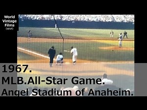 1967 Major League Baseball All-Star Game.Angel Stadium of Anaheim.Hank Aaron. Dick Allen.Old film
