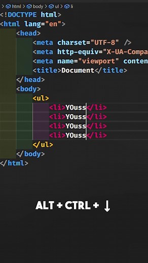 Visual Studio code Shortcuts {Part -1} #html #htmlcss #web #frontend #coding #vscode #youssefhafez