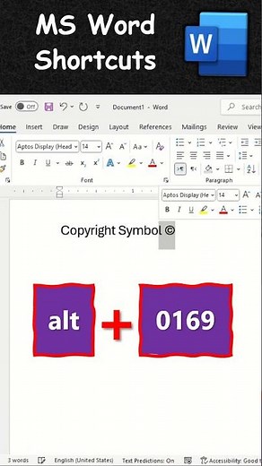 How to Insert a Copyright Symbol in MS Word Document using Keyboard Shortcut