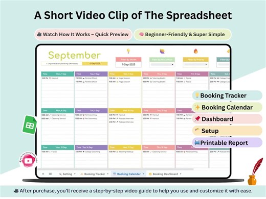 Booking Tracker - Booking Calendar - Appointment Tracker- Scheduling Template - Booking Templates - Booking Log - Appointment Schedule - Etsy