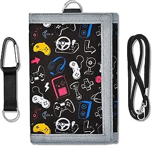 Kids Wallet for Boys, Boys Wallets for Kids 4-12 Trifold Wallet with Zippered Coin Pocket and Card Holders, Birthday Christmas Gifts Wallet - Game Console