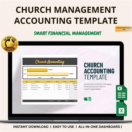 Church Accounting Template Excel and Google Sheets: Track Donations, Expenses & Finances Easily - Etsy