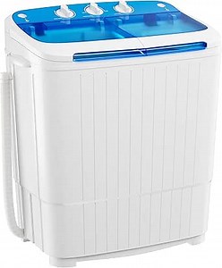 INTERGREAT Portable Washer and Dryer, 16 lbs Mini Small Washing Machine Combo with Spin Dryer, Compact Twin Tub Laundry Washer Machine for Apartments, Dorm, Rv, Camping, Blue