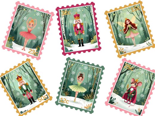 Nutcracker Christmas Postage Stamp Clipart: 26 PNG Digital Files (commercial Use) - Etsy