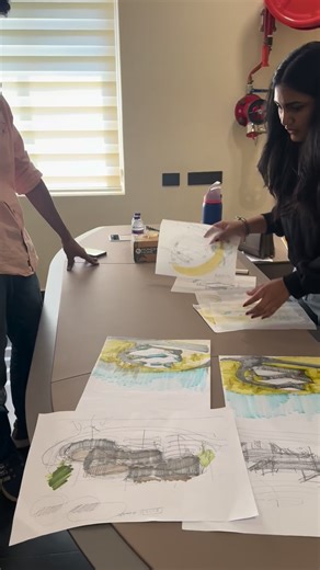 Raya design studio on Instagram: "A site office and guest house designed to open into expansive views and golden sunsets—spaces that breathe, pause, and connect with nature. Architecture that works with the landscape, not against it. 🌅#architecture #modernliving #architecturehyderabad #views"