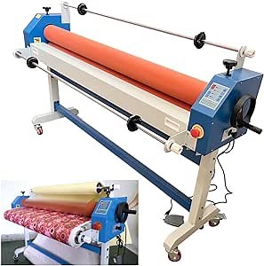 Amazon.com : EQCOTWEA 63in Cold Laminating Machine, Electric/Manual Dual-Use Laminator with Top Film Release Rod, 1in Thickness, Heavy Duty Wide Format Cold Roll Laminator for Commercial & Office Use : Office Products