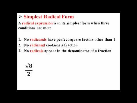 Simplest Radical Form