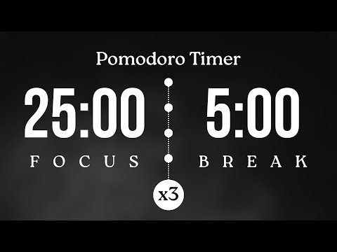 25/5 Pomodoro Timer (3 Cycles) | 25 Min Focus + 5 Min Break | 1.5 Hour of Focus NO MUSIC, JUST TICKS