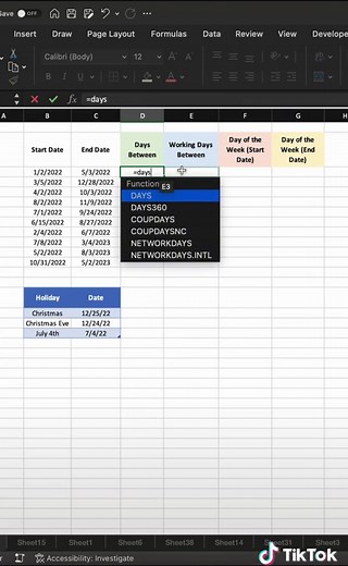 How to Calculate Working Days Between Two Dates in Excel