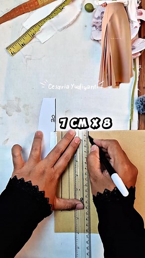 Trying out a new skirt pattern today, and I’m loving how this pleat opens up so smoothly. It’s always fun seeing flat paper turn into something with real movement ✂️✂️✂️ #sewing #patternmaking #fashiondesign #asmrsewing #cuttingfabric #diyfashion #handmadeclothes | Cesaria Yudiyanti