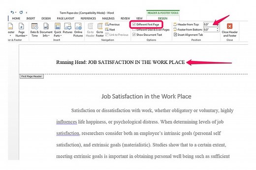 How to Make a Running Head in MS Word | Techwalla