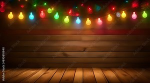 rustic style wooden pattern background with colorful light decoration, 4k graphic video animation, generated AI
