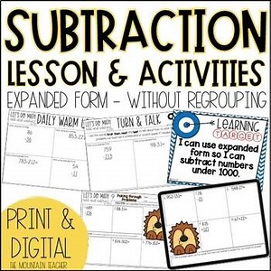 3 Digit Subtraction WITHOUT Regrouping Using Expanded Form Activities Worksheets