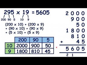 Multiply a three-digit number by a two-digit number using the grid method