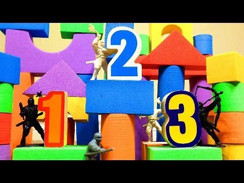 NUMBER NINJAS! Learn Numbers 1-10 with our Biggest Toy Towers Ever!