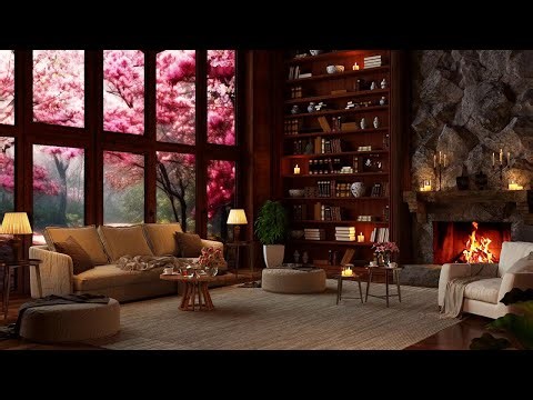 Cozy Spring Evening ✨🌷 Relaxing Fireplace Ambience and Soothing Sleep Sounds - ASMR