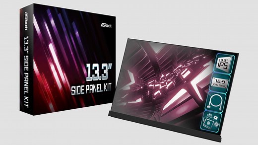 ASRock Side Panel Kit Adds a 13.3-Inch Display to Your PC Case