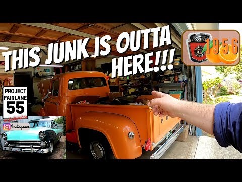 It's OUTTA here! Swapping spots with the 1956 F100 for the 1955 Fairlane