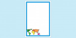 Simple Blank World Map Outline Page Border