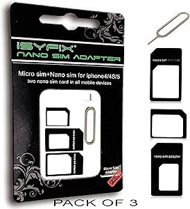 3X Pack SIM Card Adapter - Nano Micro Standard Converter Kit 4 in 1 Complete Set by iSYFIX