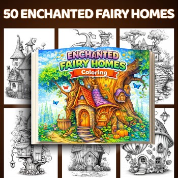 Enchanted Fairy Homes Coloring Book: 50 Magical Fairy House Coloring Pages for A