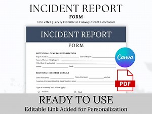 Editable Incident Report Form Template: Workplace Safety (PDF) - Etsy