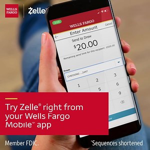 Try Zelle® for a fast and safe way to send money to friends and family - right from the Wells Fargo Mobile® app. | Wells Fargo